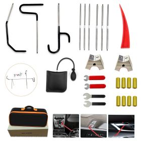 26-Piece Professional Emergency Car Tool Kit, Black S-Handle Red Wedge Set, Wedge Air Wrench Combination Tool, 59-Inch Wheel Hub Puller