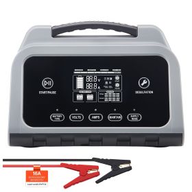 Smart Battery Charger, 16A, 6V 12V 24V 36V 48V 60V 72V Lithium LiFePO4 Lead-Acid (Gel/AGM) Car Battery Charger, with LCD Display