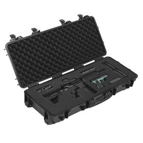 Hard Rifle Case, Lockable Rifle Case with 4 Layers Pre-cut Foams, 36 in Gun Storage with Wheels