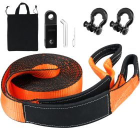 Off-Road Recovery Kit, 3" x 30', Heavy Duty Winch Recovery Kit with 30,000 lbs Tow Strap, 44,092 lbs D-Ring Shackles, Shackle Receiver and Storag