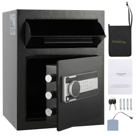 1.7 Cub Depository Safe, Deposit Safe with Drop Slot, Electronic Code Lock and 2 Emergency Keys