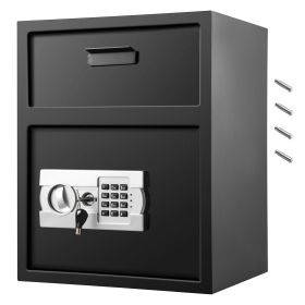 Digital Depository Safe 1.7 Cubic Feet Made of Carbon Steel Electronic Code Lock Depository Safe with Deposit Slot with Two Emergency Keys Deposi