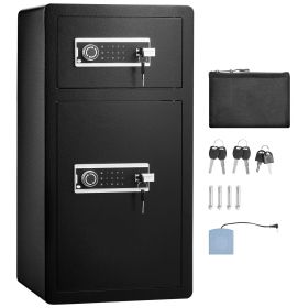 Double Doors 5.5 cu.ft Safe Box with Key Lock & Password, Safe Lock Box with Fireproof Bag, Key Rack, LED Light