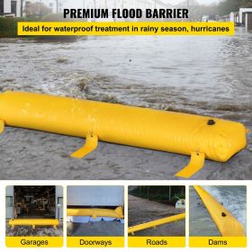 Flood Bag, 24 ft Length x 12 in Height, Reusable PVC Water Diversion Tubes, Lightweight with Excellent Waterproof Effect Used for Doorways, Garag