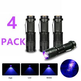 3Modes Mini Portable UV Ultra Violet LED Flashlight Purple Blacklight Torch Lamp Light (Quantity: 4 Pcs)
