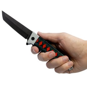 9" Spring Assisted Anime Knife with Tanto Blade (Color: Red and White)